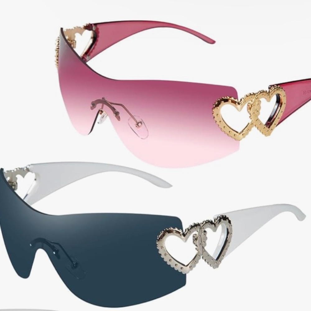 Heart Design Sunglasses - Pink and Black